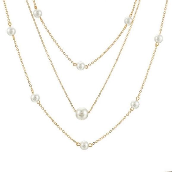 Fashion Jewelry Jewelry - Necklace multilayered Faux pearls Zinc Alloy NWT fashion jewelry